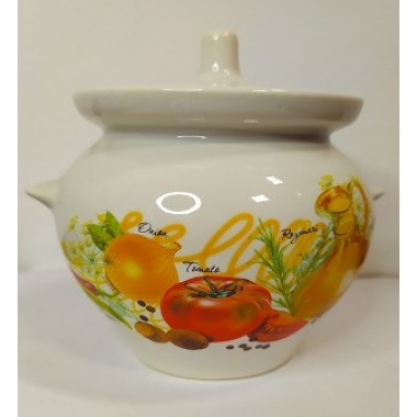 Горщик для запікання 0,450л білий з деколью 82-0450DW01