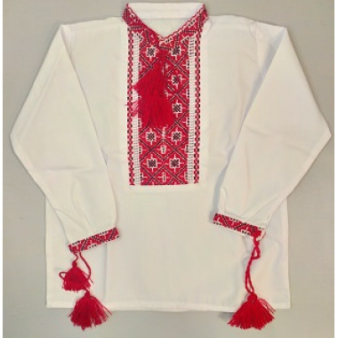 Сорочка вишита для хлопчика 40 ДВ 2-3роки ручна вишивка червона