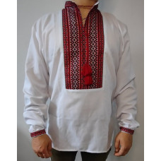 Сорочка вишита чоловіча 41р тканий орнамент червоний,домоткане,біла