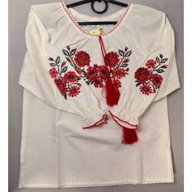 Сорочка вишита для дівчат 122 см "Зоряна", поплін